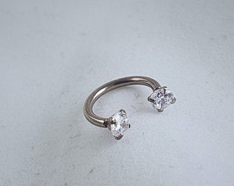Horseshoe Septum Ring, Titanium Simulated Diamond Nose Piercing, Unisex Jewelry Gifts Under 30