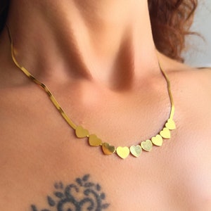 Heart Chain Necklace | Gold Plated Stainless Steel Necklace, Remarkable Jewelry Gift for Her