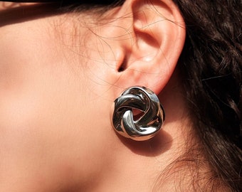 Spiral Earrings Collection: Twisted Silver Hoops, Mixed Metal Huggies - Unique Gift for Her or Mom - Handcrafted Statement Jewelry