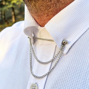 Silver Plated Collar Bar: Unisex Brass Brooch, Casual Style