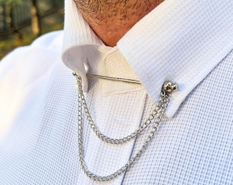 Silverkragekedja, Skjortkrage, Unisex Mässingsbroscher, Bröllopssmycken Herr