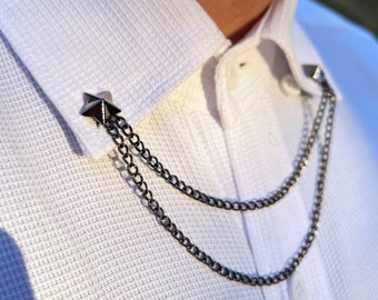 Silver Star Collar Pin, Handmade Unisex Jewelry, Unique Christmas Gifts