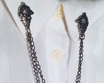 Alfiler de cuello de lobo / cadena de plata bisutería-broche elegante joyería para hombres y mujeres-alfiler de camisa de moda regalos unisex-alfiler de cuello de corbata