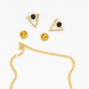 Triangle Collar Chain Pin, Gold Plated Costume Jewelry, Unisex Jewelry Gifts image 4