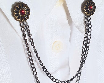 Unisex Fashion Collar Pin Brooch - Chain Collar Costume Jewelry for Men and Women - Vintage Style Shirt Pin Collar Brooch - Unisex Gifts