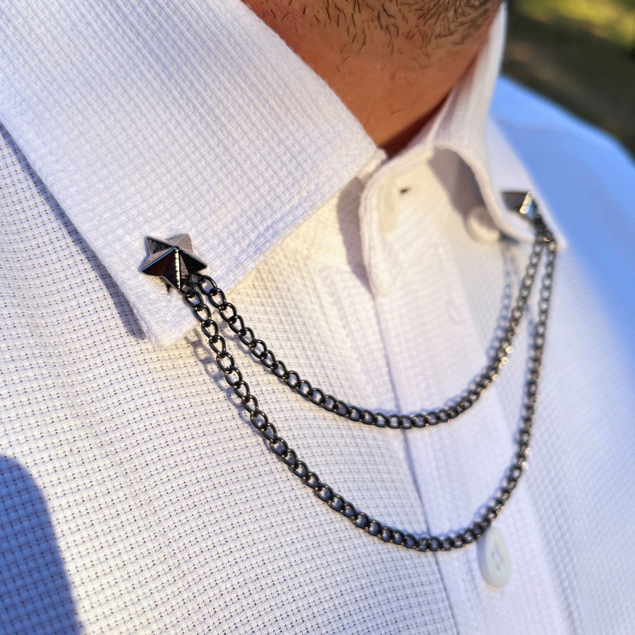 Silver Star Collar Pin, Handmade Unisex Jewelry, Unique Christmas Gifts