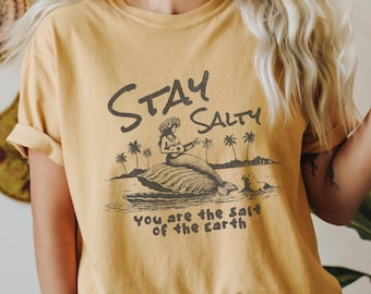 Camisetas cristianas Stay Salty, camisetas cristianas de colores cómodos, camisetas con versículos bíblicos, camisetas de Jesús, camisetas gráficas de gran tamaño, regalos de ropa cristiana