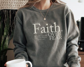 Faith Over Fear Christian Hoodie Bible Verse, Aesthetic Christian Sweatshirts, Jesus Hoodie, Church hoodie, Trendy Hoodie, Religious Hoodie