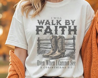 Comfort Colors Walk by Faith Shirt Christian Comfort Colors Shirt Jesus Apparel Bible Verse Shirt Faith Shirt Christian Shirt Church Shirt