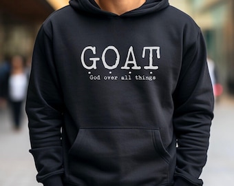 Moletom com capuz "Deus sobre todas as coisas", moletom cristão, vestimenta religiosa, gola redonda cristã, camiseta com versículos bíblicos, camiseta com fé, traje com Jesus