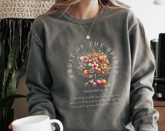 Fruit of the Spirit Sweatshirt Christelijke geschenken Religieus Sweatshirt Schrift Jezus Sweatshirt Heilige Geest Aanbidding Christian Ronde hals
