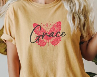 Grace-shirt: christelijk grafisch T-shirt voor dames - inspirerend Faith Design, christelijke kleding, Faith-shirt, kerkshirt, Grow in Grace Jesus T