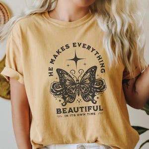 Comfort Colors Christian Shirt, He Makes Everything Beautiful Shirt, Bible Verse Tee, Botanical Art Shirt, Christian Art Tee, Church Shirt