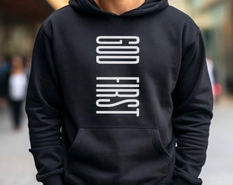 Seek First the Kingdom of God Matthew 6:33 Shirt, Christian Scripture Hoodie, Bible Verse Faith Gift for Men or Women God First Hoodie
