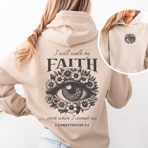 I Will Walk By Faith Sweatshirt, Faith Hoodie, Bible Verse Outfit, Christian Women Clothing, Religious Family Sweatshirt, Christian Gifts
