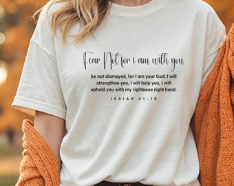 Comfort kleuren religieus shirt Vrees niet shirt Jezus kleding bijbelvers shirt geloof shirt christelijk shirt kerk shirt God shirt trendy T-shirt