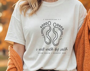 Comfort Colors Religious Shirt Walk by faith Shirt Christian Comfort Colors Shirt Jesus Apparel Bible Verse Shirt Faith Shirt Church Shirt