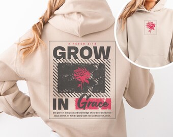 Christian hoodie, Grow in grace, Wildflower hoodie, Church hoodie, Bible verse hoodie, Christian clothing, Spring clothing, Faith shirt