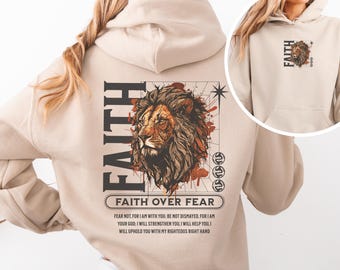Geloof over angst christelijke hoodie christelijke sweater Jezus hoodie trendy hoodie bijbelvers shirt esthetische kleding esthetische hoodie
