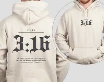 For God So Loved the World Front Sweatshirt, John 3:16 Hoodie, Christian Sweatshirt, Religious Gift, Bible Verse Sweatshirt, God Sweatshirt