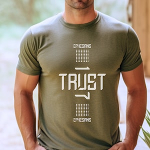Trust Mens Christian Shirt Christianity Gift for Him Bible Verse Shirt Christian Clothing TShirt Religious Faithful Gifts for Dad Jesus T