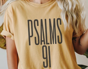 Bible Verse Shirt Psalm 91 Scripture Shirt God Tee Shirt Jesus Tshirt Comfort Colors Religious Shirt Christianity T-Shirt Christian Gift