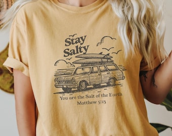 Camiseta con versículo bíblico Stay Salty, camiseta cristiana, camiseta de playa, camiseta basada en la fe, camisetas cristianas, camiseta de Jesús, camisetas cristianas de moda y modestas