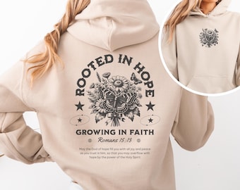 Rooted In Hope Hoodie Christian Sweatshirt Spiritual Sweatshirt Faith Based Shirt Christian Merch Christian Streetwear, Church Hoodie