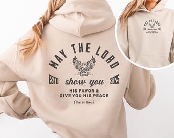 By His Grace Christian Hoodie Vintage Faith Streetwear Bible Verse Shirt Aesthetic Christian Gym Apparel Christian Women Gift May the Lord