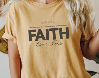 Maglietta grafica Faith Over Fear, maglietta grafica, abbigliamento cristiano, maglietta cristiana, maglietta cristiana grafica, maglietta della chiesa, maglietta di Gesù, maglietta della fede