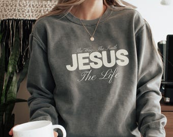 Jesus, vägen, sanningen, livet, tröja, religiös tröja för kvinnor, troströja, kristen tröja, bibelvers, Jesusälskare