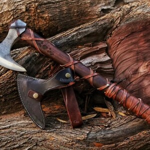 RAGNAR VIKING AXE Hacha de camping forjada con eje Rose Woos, vikingo barbudo nórdico, mejor regalo para él, regalo de aniversario para hombres, regalo de cumpleaños