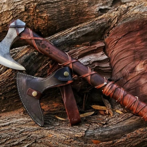 RAGNAR VIKING AXE Geschmiedete Camping Axt mit Rose Woos Schaft, Viking Bearded Nordic, Bestes Geschenk für Ihn, Jubiläumsgeschenk für Männer, Geburtstagsgeschenk