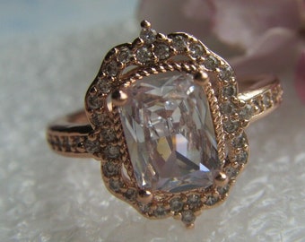 Art-Deco Antique Amazing Design 1.9Ct Signity Diamond Ring, 9k rose gold filled, , Grab yourself a bargain from new shop, M