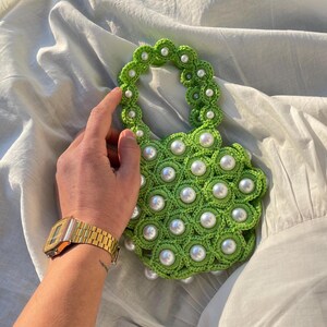 Bolso de perlas hecho a mano, bolso de mano, bolso elegante para fiesta, regalo de San Valentín, bolso de perlas con cuentas