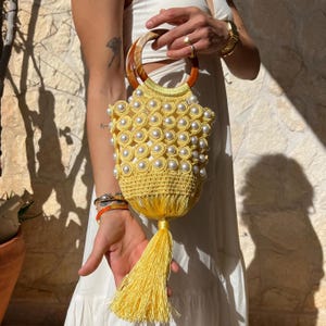 Bolso de perlas hecho a mano, bolso de mano, bolso elegante para fiesta, regalo de San Valentín, bolso de perlas con cuentas