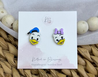Male and Female Duck Studs| Magical Collection| Lightweight Polymer Clay Earrings | Hypoallergenic