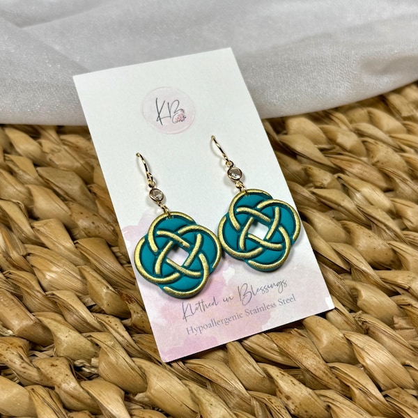 Scottish Princess Celtic Dangle  | Merida Inspired | Lightweight Polymer Clay Earrings | Hypoallergenic