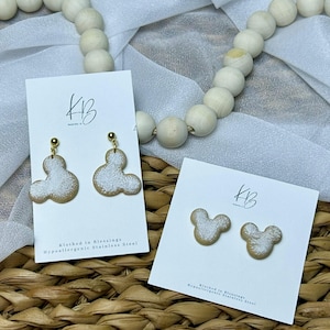 Mouse Head Beignet Dangle |  snack Stud | waffle ice | cream sandwich | lightweight Polymer Clay Earrings | Hypoallergenic