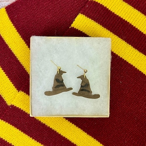 Magical Wizard School House Hat Earrings | HP Inspired Earrings | Lightweight Polymer Clay Earrings | Hypoallergenic