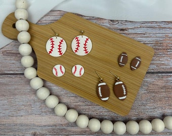 Sports Dangles and Studs| Football  | Baseball | Soccer | Basketball | Softball | Volleyball | Lightweight Polymer Clay | Hypoallergenic