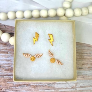 Golden Flying Ball Earrings | Magical Wizard Earrings | HP Inspired Earrings | Lightweight Polymer Clay Earrings | Hypoallergenic