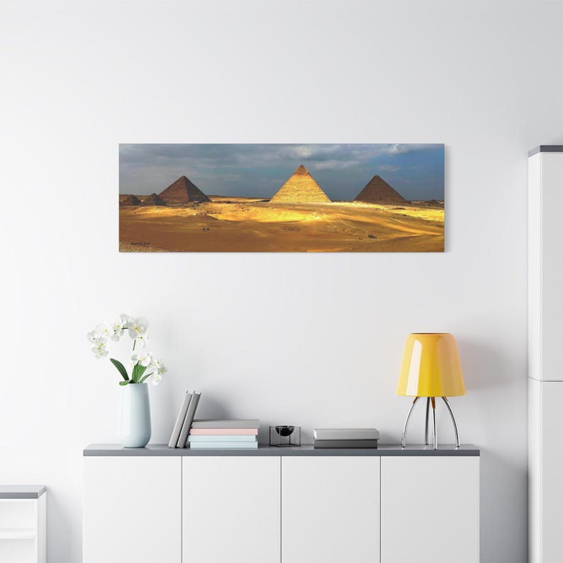 Great Pyramids of Giza Canvas Print | Egypt Wall Art | Panoramic Desert ...