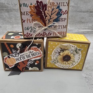 Handmade Decorated Gift Boxes: Fall, Sunflower, Halloween - Set of 2