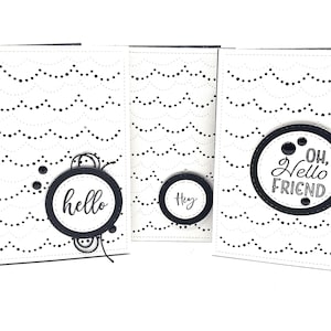 Hand Stamped Hello Notecards - Set of 3 with Envelopes