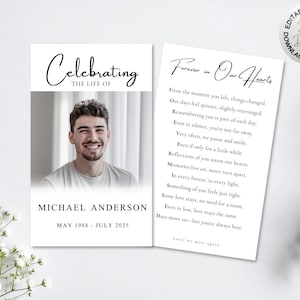 Funeral Prayer Card Template, Editable Memorial Prayer Card, Celebration Of Life Funeral Prayer Card,  Editable Template Digital Funeral