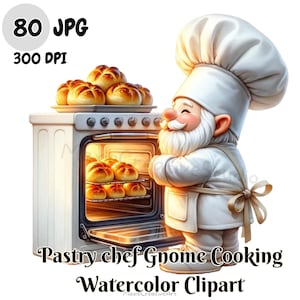Watercolor Pastry Chef Gnomes, Cooking gnomes 80 png, Cuisine gnome, Cute gnomes clipart, Chef png, Culinary png,Scrapbooking, digital file