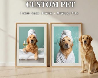 Pet Bathroom Art | Dog on Toilet Poster | Custom Funny Pet Portrait | Are You Pooping Sign | Gag Gift for Pet Owner | personalized pet gift
