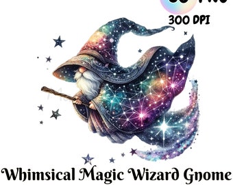 Whimsical Magic Wizard Gnomes Clipart 50 PNG,Magical Watercolor Clipart,Gnome Lovers,Commercial Use, Fantasy Gnome,Digital Images,Printable