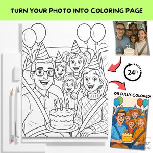 Turn Photo into Coloring Page | Unique Digital Portrait Coloring | Custom Portrait Sketch | Photo to Outline Illustration | birthday gift